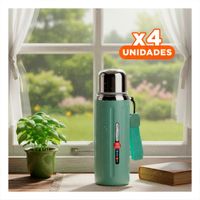 Pack4 Contenedor 800ml Verde Agua Degradado para Bebidas Calientes y Frias YRegalo Sticker