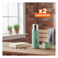 Pack2 Envase 800ml Verde Agua Degradado para Mantener Bebidas Calientes o Frias
