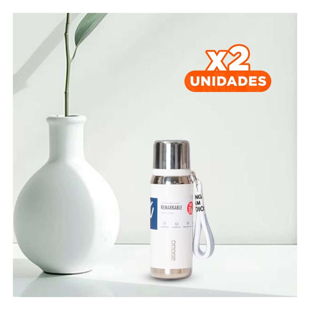 Pack2 Recipiente Térmico Blanco 800ml para Oficina Hogar y Transporte de Bebidas