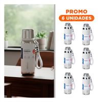 Pack6 Frasco Blanco 500ml con Tapa Hermética para Transporte de Bebidas