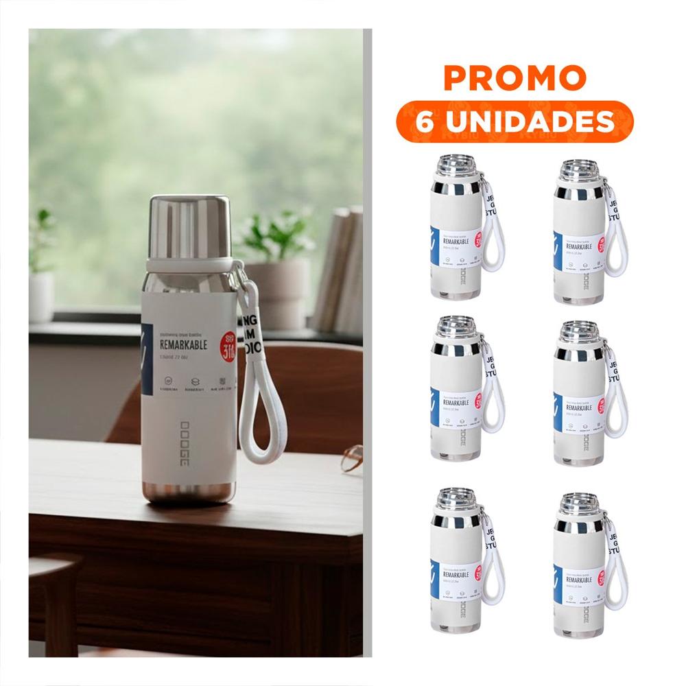 Pack6 Frasco Blanco 500ml con Tapa Hermética para Transporte de Bebidas