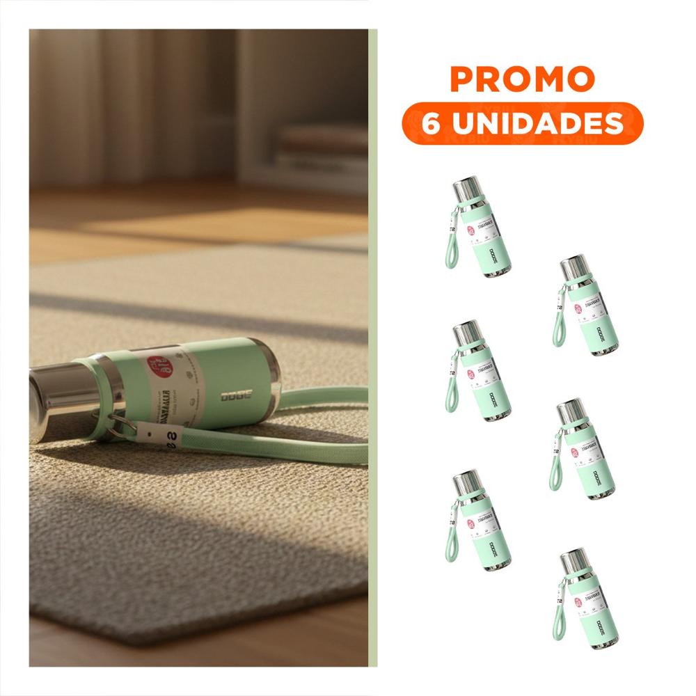 Pack6 Frasco Verde Agua 500ml con Tapa Segura para Café Té y Bebidas Calientes YRegalo Sticker
