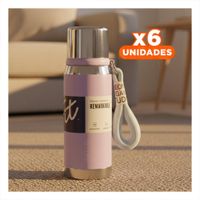 Pack6 Frasco Lila 800ml con Tapa Hermética para Transporte de Bebidas