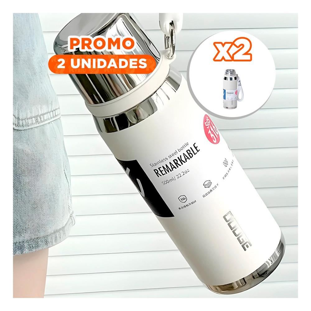 Pack2 Recipiente Térmico Blanco 500ml con Tapa Hermética para Café Té y Jugos YPapel Regalo