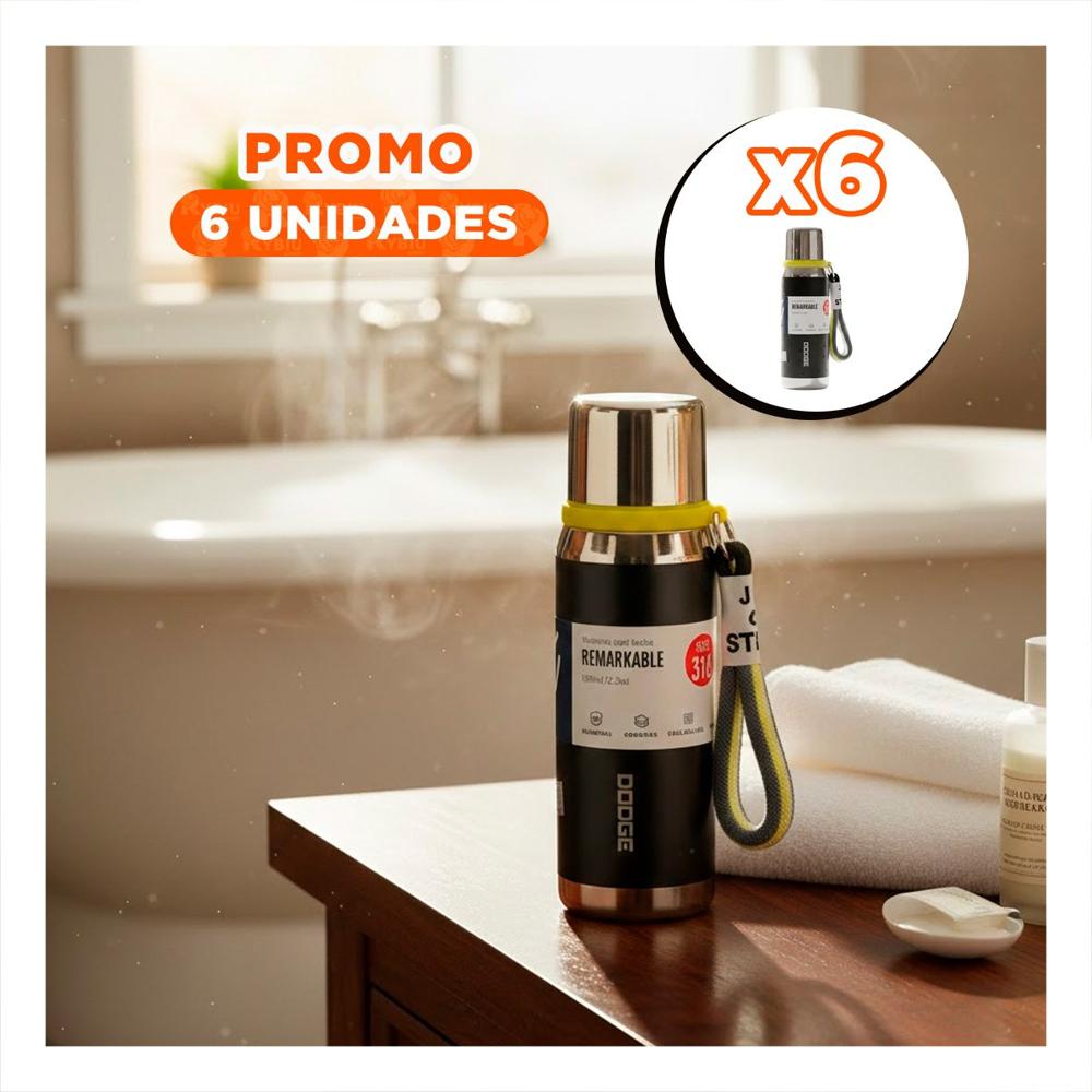 Pack6 Frasco Negro 500ml para Uso Diario en Oficina Hogar y Picnic YPapel Regalo