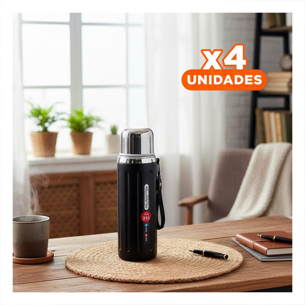 Pack4 Envase 800ml Negro Ligero y Comodo para Transportar Bebidas Diarias YPapel Regalo