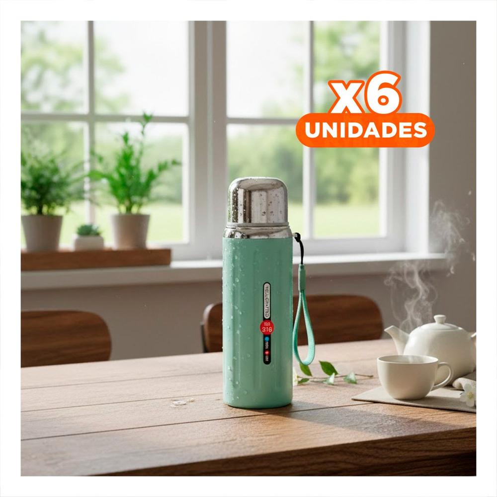 Pack6 Contenedor 800ml Verde Agua con Tapa Hermetica y Diseño Moderno para Oficina