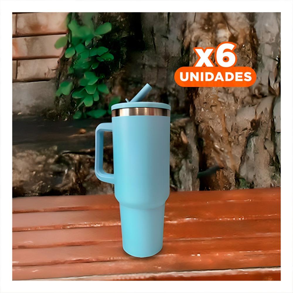Pack6 Taza en Color Celeste con Asa y Pico 1200ML en Material ABS y Acero