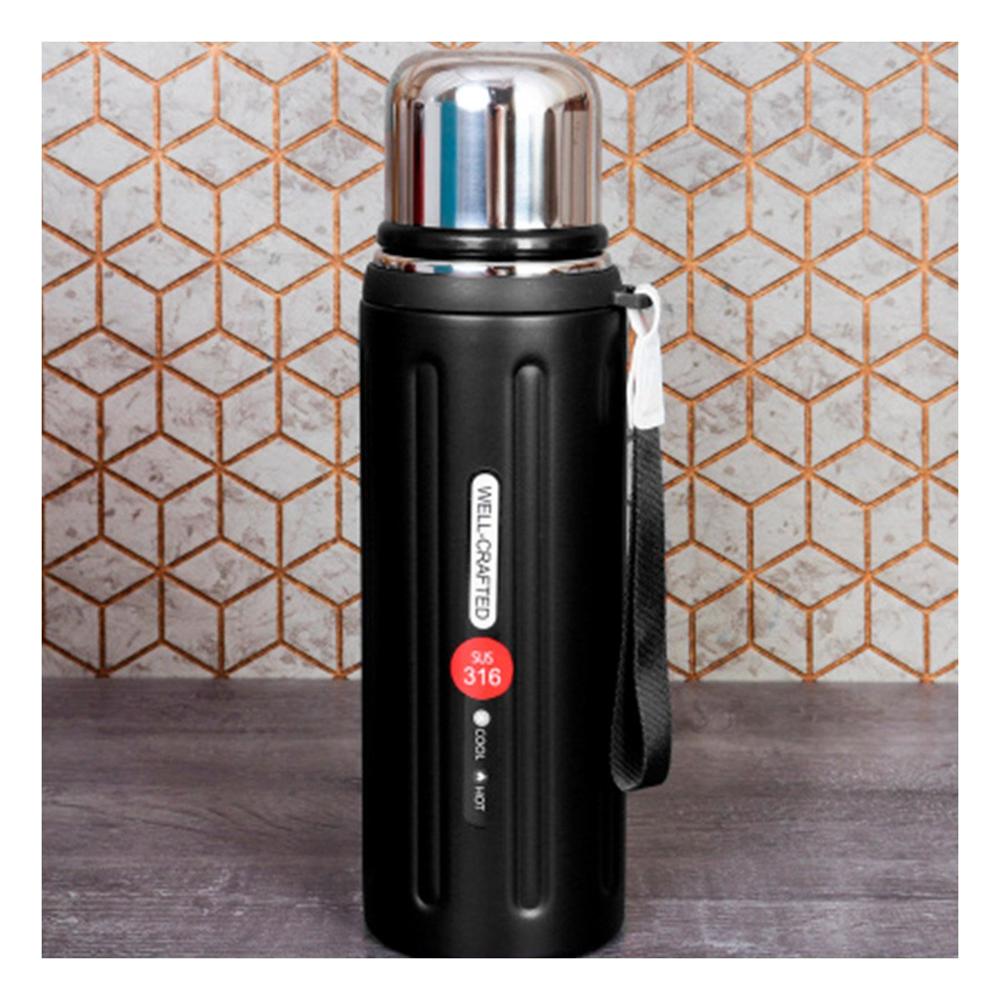 Termo 800ml Color Negro para Mantener Bebidas Calientes y Frias en Casa