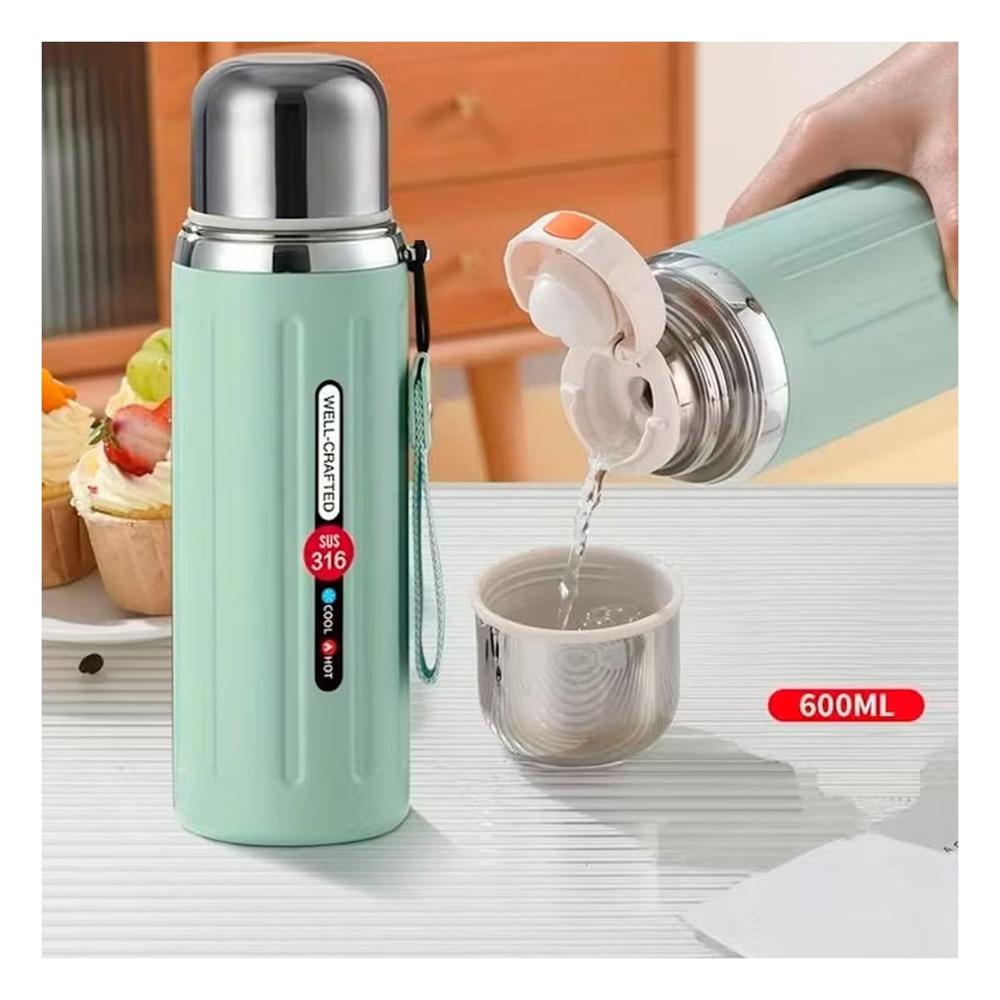 Termo 800ml Color Verde Agua para Mantener Bebidas Calientes y Frias en Casa