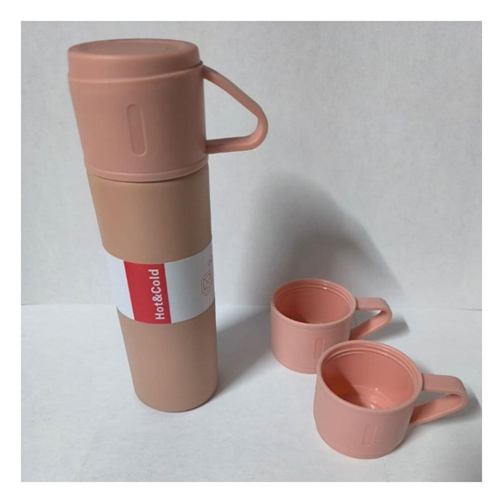 Botella termica individual con 2 tasas rosado moderno para hogar y viaje YPapel Regalo