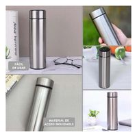 Recipiente Termico Digital 500 ml Plateado con Filtro Interior YLigas Regalo