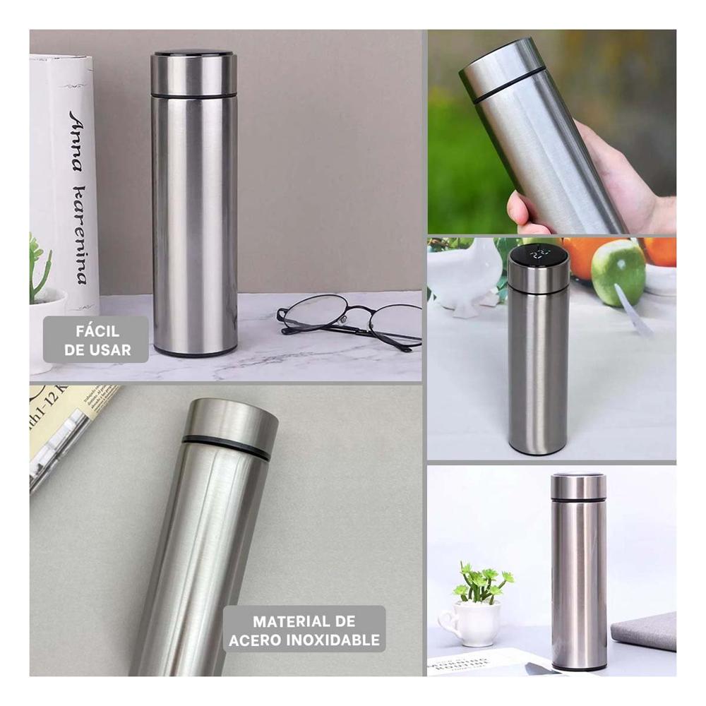 Recipiente Termico Digital 500 ml Plateado con Filtro Interior YLigas Regalo