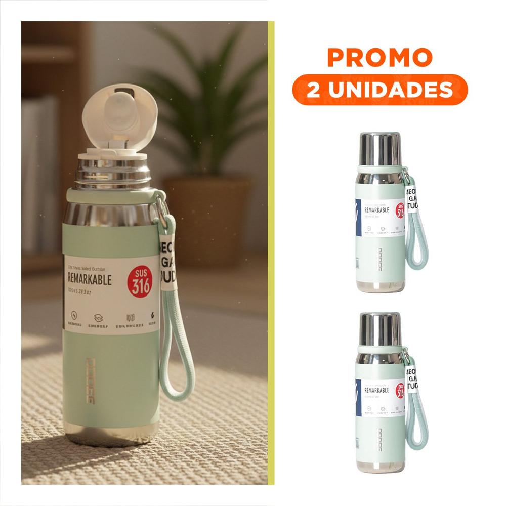 Pack2 Recipiente Térmico Verde Agua 800ml para Uso Diario en Hogar y Oficina YRegalo Sticker