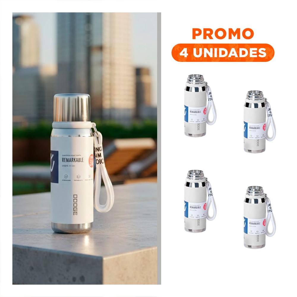 Pack4 Recipiente Térmico Blanco 500ml con Tapa Segura para Bebidas Calientes