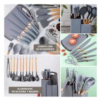 Set Cocina con Tabla incluida 18 Piezas en Acero Inoxidable Plomo YLigas Regalo