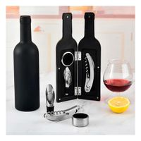 Botella Saca Corcho Pequeno 4 Piezas Negro Decorativo para Hogar y Navidad Y Papel Regalo