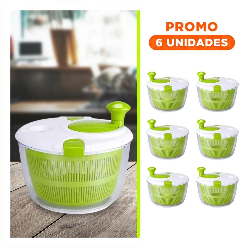 Pack6 Secador Compacto para Ensaladas Verde Y Regalo Sticker