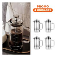 Pack4 Infusor 350ML Recto Color Transparente para Cafe en Borosilicato y Acero