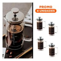 Pack4 Infusor 800ML Recto Color Transparente para Cafe en Borosilicato y Acero