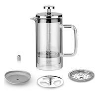 Prensa 350ML Recto Color Transparente con Cuerpo en Borosilicato y Acero Y Regalo Sticker