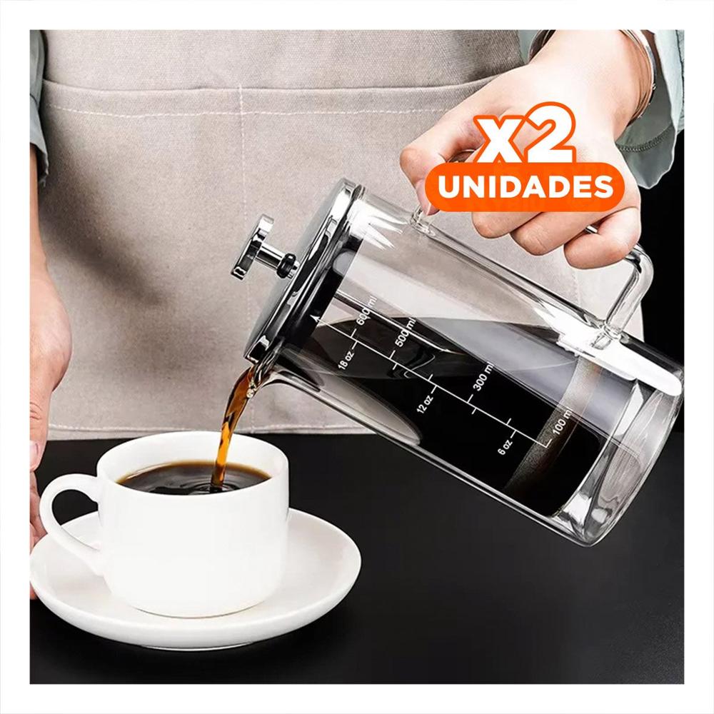 Pack2 Infusor 800ML Recto Color Transparente con Base en Borosilicato y Acero Y Papel Regalo