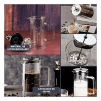 Prensa Francesa Recto Color Transparente 350ML Fabricada en Borosilicato y Acero Y Ligas Regalo