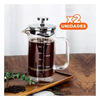 Pack2 Infusor Recto Color Transparente 350ML con Estructura en Borosilicato y Acero