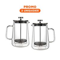 Pack2 Infusor Francesa 350ML en Borosilicato y Acero de Color Transparente Y Regalo Sticker