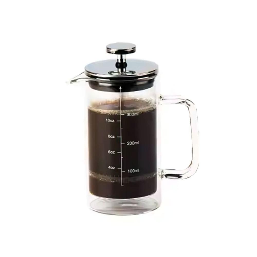 Prensa 800ML Recto Color Transparente con Cuerpo en Borosilicato y Acero Y Regalo Sticker