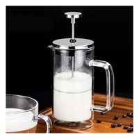 Prensa 350ML en Borosilicato con Detalles en Acero Recto Color Transparente Y notas