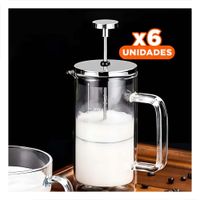 Pack6 Cafetera Francesa 350ML Recto Color Transparente en Borosilicato con Acero Y Papel Regalo