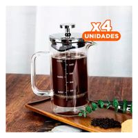 Pack4 Jarra Francesa 800ML Recto Color Transparente en Borosilicato con Acero Y Regalo Sticker