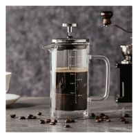 Prensa 800ML en Borosilicato con Detalles en Acero Recto Color Transparente Y notas