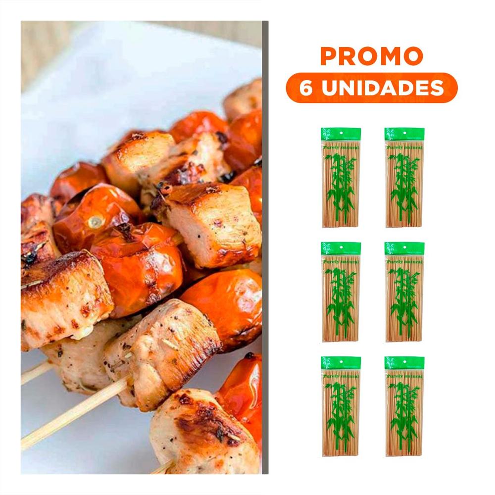 Pack6 Brochetas 85unid en Color Natural para Cocina Creativa 30cm YRegalo Sticker