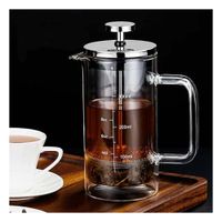 Prensa de Cafe 350ML en Borosilicato y Acero con Acabado Recto Transparente Y Papel Regalo
