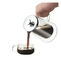 Prensa 350ML de Color Transparente con Cuerpo en Borosilicato y Acero Y Regalo Sticker