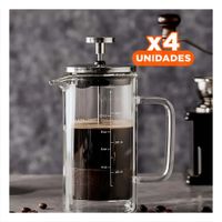 Pack4 Jarra Francesa 350ML Recto Color Transparente en Borosilicato con Acero Y Regalo Sticker