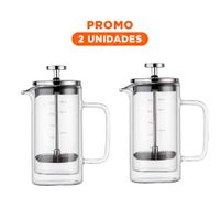 Pack2 Infusor Francesa 350ML en Borosilicato y Acero Recto Color Transparente Y Regalo Sticker