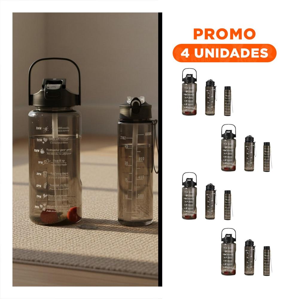 Pack4 Envase Trio Transparente Negro Ligero y Comodo para Transportar Bebidas