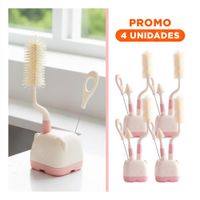 Pack4 Raspador que Facilita Cuidado Diario de Tetinas 4pzs Base Osito Rosado