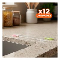Pack12 Articulo para Cañitas que Facilita Limpieza 2pzs 19.5cm Verde y Rosado Y Papel Regalo