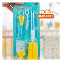 Pack6 Escobillon Suave que Protege Accesorios Delicados 6pzs Base Celeste