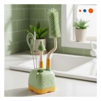 Cepillos para Biberon 4 Pzs Verde Base Osito para Higiene de Biberones y Casa Y Papel Regalo