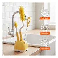 Cepillo para Biberon 4pzs Amarillo Base Osito Facilita Limpieza Profunda