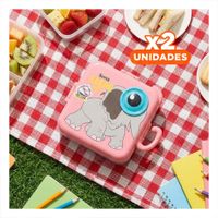 Pack2 Envase cuadrado Elefante para Preparar Almuerzo y Snacks Rosado 1600ml YPapel Regalo