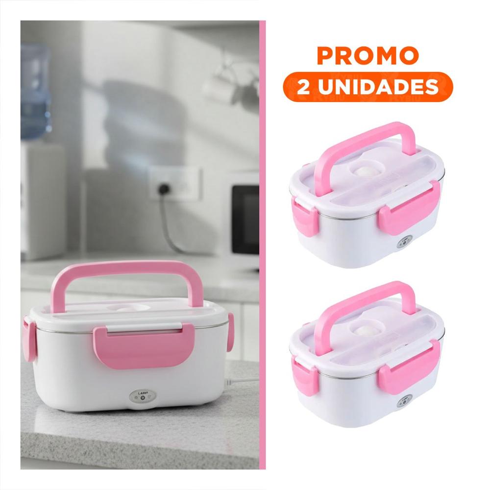 Pack2 Envase con Sistema de Calentamiento Seguro y Automatico Rosado Y Regalo Sticker