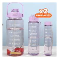 Pack2 Envase Trio Transparente Lila Mantiene Bebidas Frias y Calientes