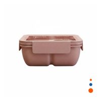 Recipiente cuadrado con cubiertos 1100ml rosado para lunch y alimentos diarios Y Regalo Sticker