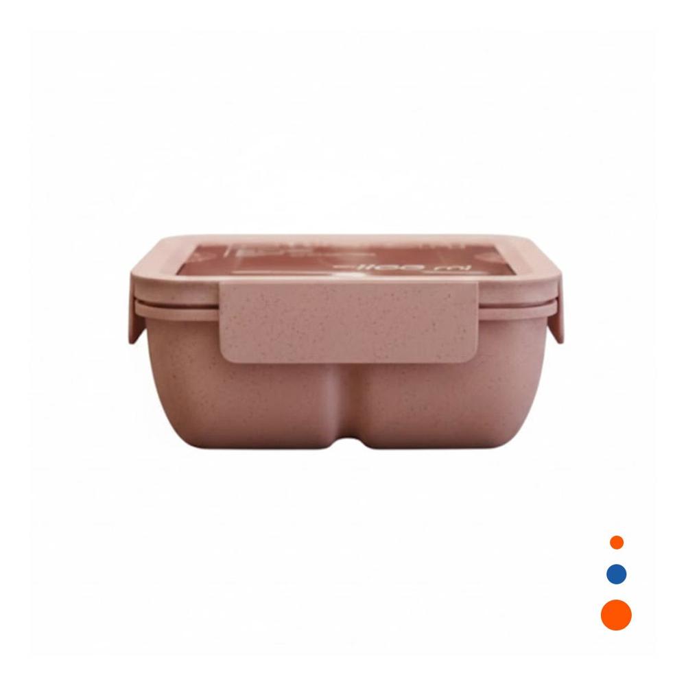 Recipiente cuadrado con cubiertos 1100ml rosado para lunch y alimentos diarios Y Regalo Sticker